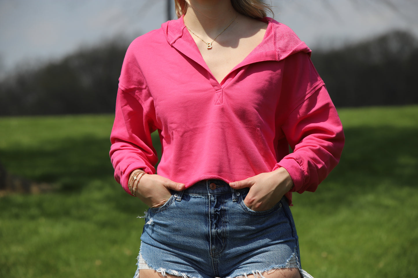 Solid Cropped Hoodie