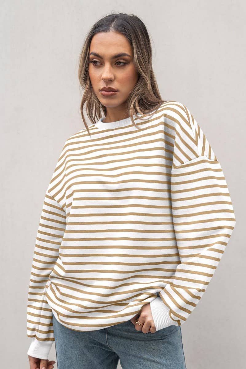STRIPED CREWNECK OVERSIZED SWEATSHIRT
