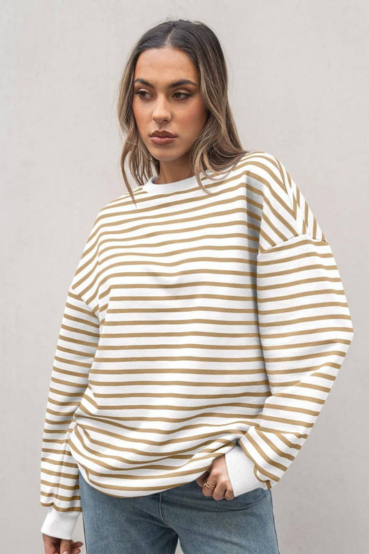 STRIPED CREWNECK OVERSIZED SWEATSHIRT