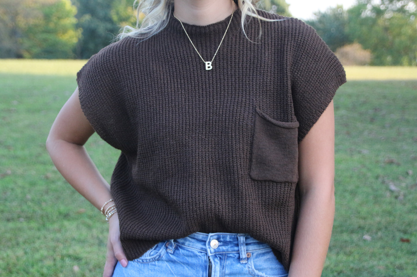 Drop Shoulder Rib - Knit Sweater Top
