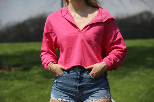 Solid Cropped Hoodie