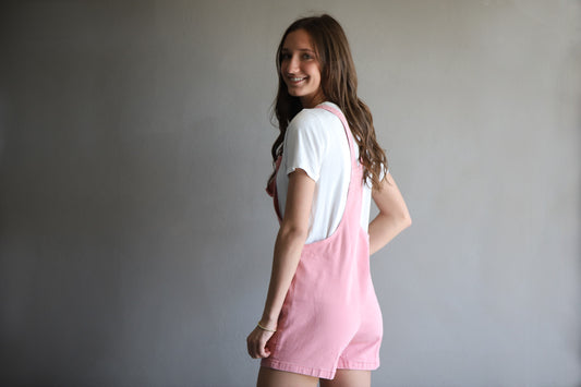 Knot Strapped Denim Romper with Pockets